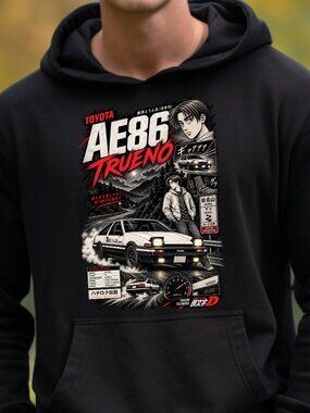 Initial D Takumi AE86 HOODIE Graphic Sweatshirt Adult Unisex Anime Car Racing